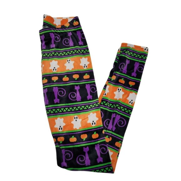 Serra Halloween Fuzzy Soft Pants Juniors Size Small Ghost Pumpkin Cat Purple - Picture 2 of 6